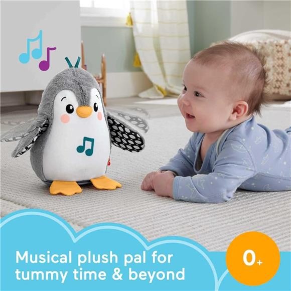 Fisher-Price Baby Plush Baby Toy Flap & Wobble Penguin with Music and Motion - Picture 2 of 7